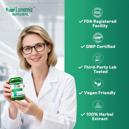 Lanomiz 14DAY Appetite & Craving Control Gut Health Complex Featuring Delayed-Release Probiotics & White Kidney Bean Extract 5-HTP Lanomiz