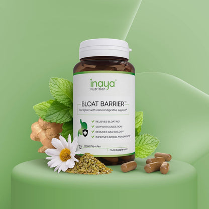 Inaya Nutrition BloatBarrier 72 Capsules - Natural Digestion and Bloating Supplement for Stomach Bloating Relief, Gas Reduction, and Improved Bowel Movements Inaya Nutrition