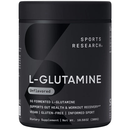 Sports Research L-Glutamine - Workout Recovery, Immune Health & Gut Health Support - 5 G Per Serving - 10.58 Oz Sports Research