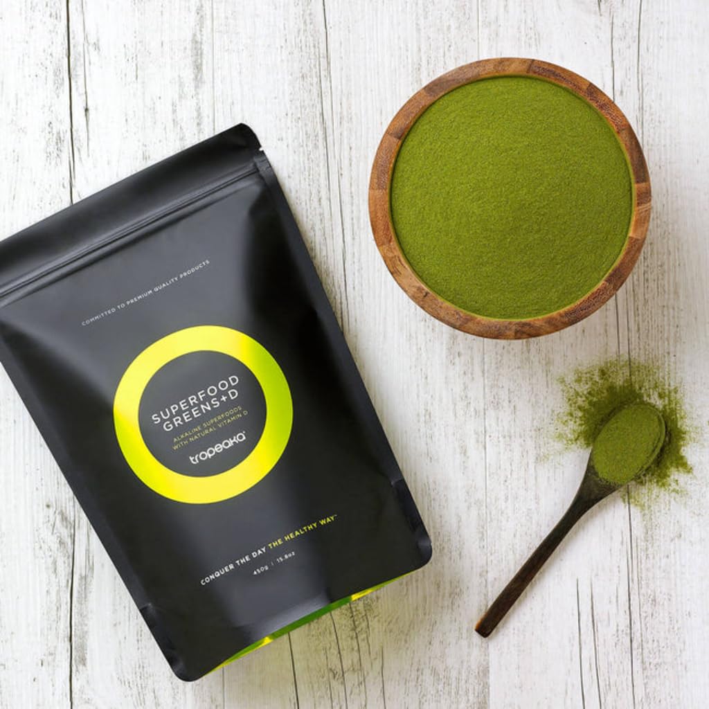 Tropeaka Superfood Greens + D - Antioxidant Green Powder for Energy, Immune System, & Gut Health, Rich in Chlorophyll & Essential Nutrients, Vitamin D, Vegan, Gluten Free, Non-GMO - 7oz (20 Servings) Tropeaka buy australia supplements