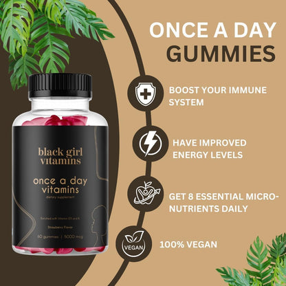 Black Girl Vitamins Look Good Feel Good Bundle – Hair Skin & Nails, Vitamin D3 2000IU & Once a Day Multivitamin - Women's Supplement Bundle Black Girl Vitamins