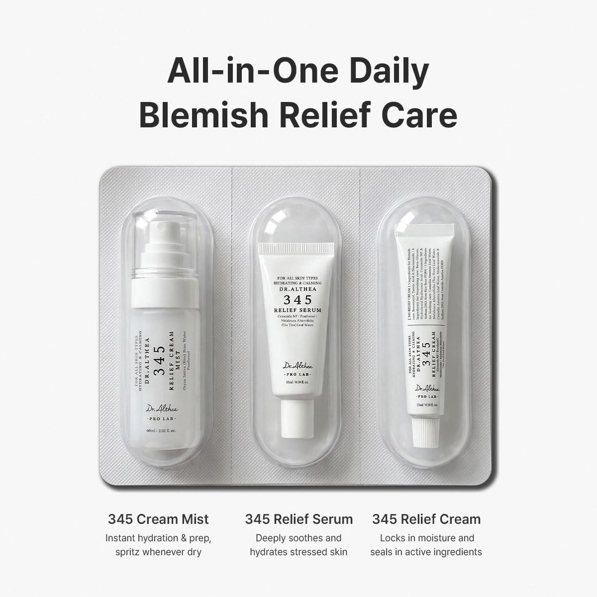 Dr.Althea 345 Travel Kit (Set of 3), Korean Vegan Skin Care Set Dr.Althea