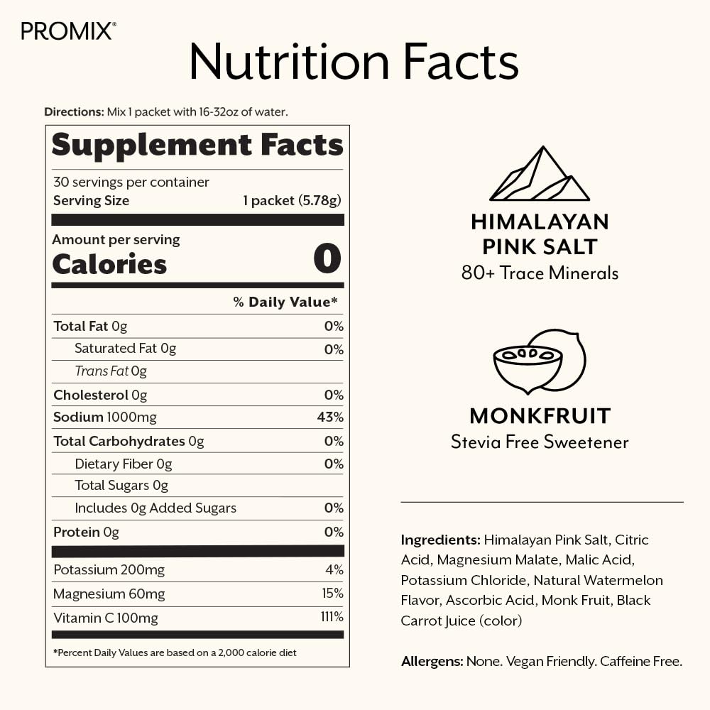 ProMix Nutrition Electrolytes Powder Hydration Packets - Himalayan Pink Salt, Magnesium, Potassium, Vitamin C - Salted Watermelon, ProMix Nutrition buy australia supplements