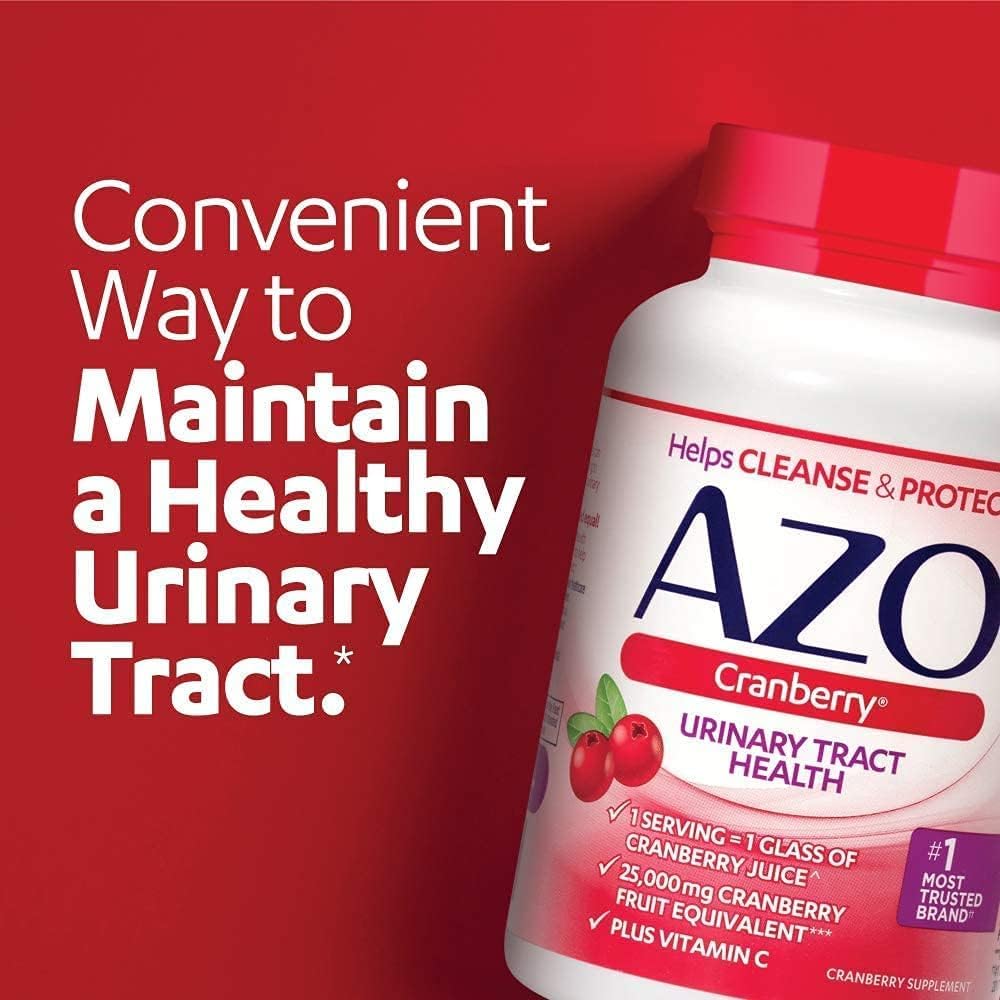 AZO Cranberry Supplement, Made with Concentrated Whole Fruit Cranberry Powder to Help Cleanse and Protect the Urinary Tract*, Sugar Free Cranberry Pills, Non-GMO, 100 Softgels Gsupps Australia