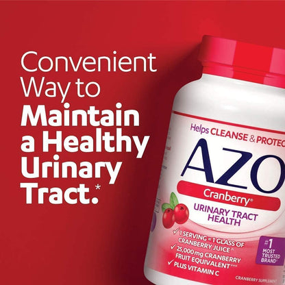 AZO Cranberry Supplement, Made with Concentrated Whole Fruit Cranberry Powder to Help Cleanse and Protect the Urinary Tract*, Sugar Free Cranberry Pills, Non-GMO, 100 Softgels Gsupps Australia
