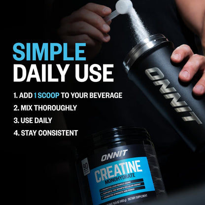 ONNIT Creatine Monohydrate Powder, IGEN(TM) Non-GMO Tested 5g Premium Creatine for Muscle Strength, Power and Lean Mass, Supports Brain Health, Brain Cellular Energy, Unflavored, 30 Servings, 5.29 oz