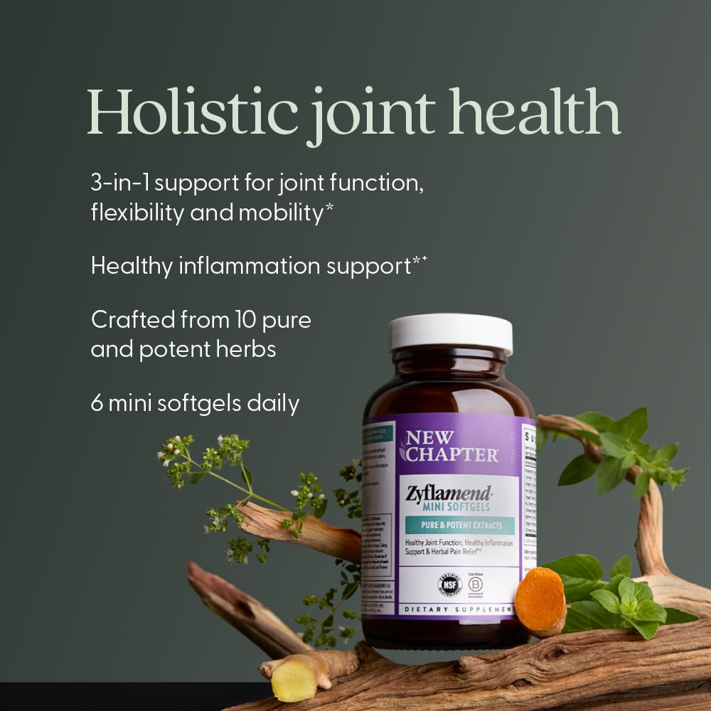 New Chapter Zyflamend™ Mini Softgels, Joint Supplement & Herbal Pain Relief – with Turmeric, Ginger & Green Tea - for Healthy Inflammation Response, Mobility & Flexibility, 180 mini softgels New Chapter buy australia supplements