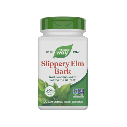 Nature’s Way Slippery Elm Bark Capsules, Traditional Digestive Support to Soothe Gastrointestinal Tract*, 1,600 mg per 4-Capsule Serving Nature's Way