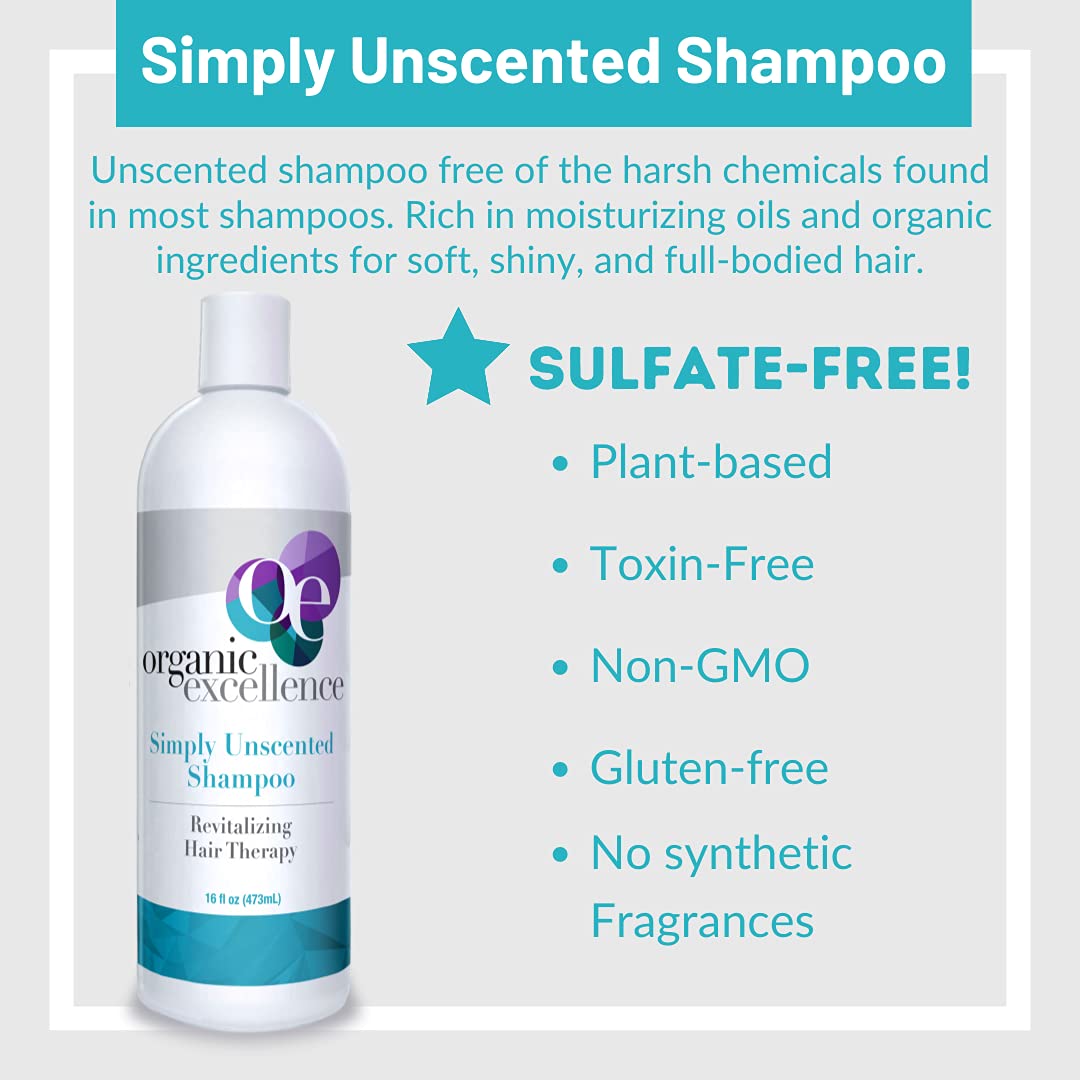 Organic Excellence All Natural Chemical-Free Shampoo | Non-Toxic, Sulfate-Free, Paraben-Free, Fragrance-Free for Men, Women, and Kids - Color-safe 16 fl oz (473 ml) Organic Excellence buy australia supplements