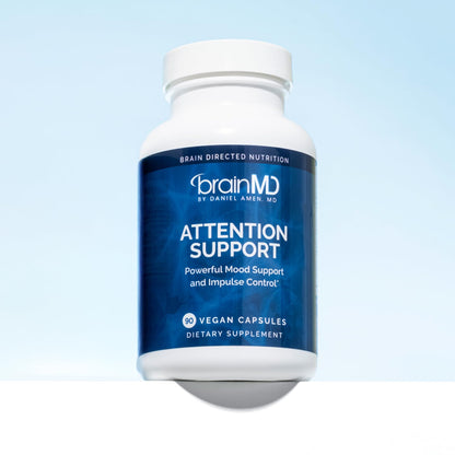BRAINMD Dr Amen Attention Support - 90 Capsules - Promotes Mental Focus & Impulse Control - Gluten Free - 30 Servings