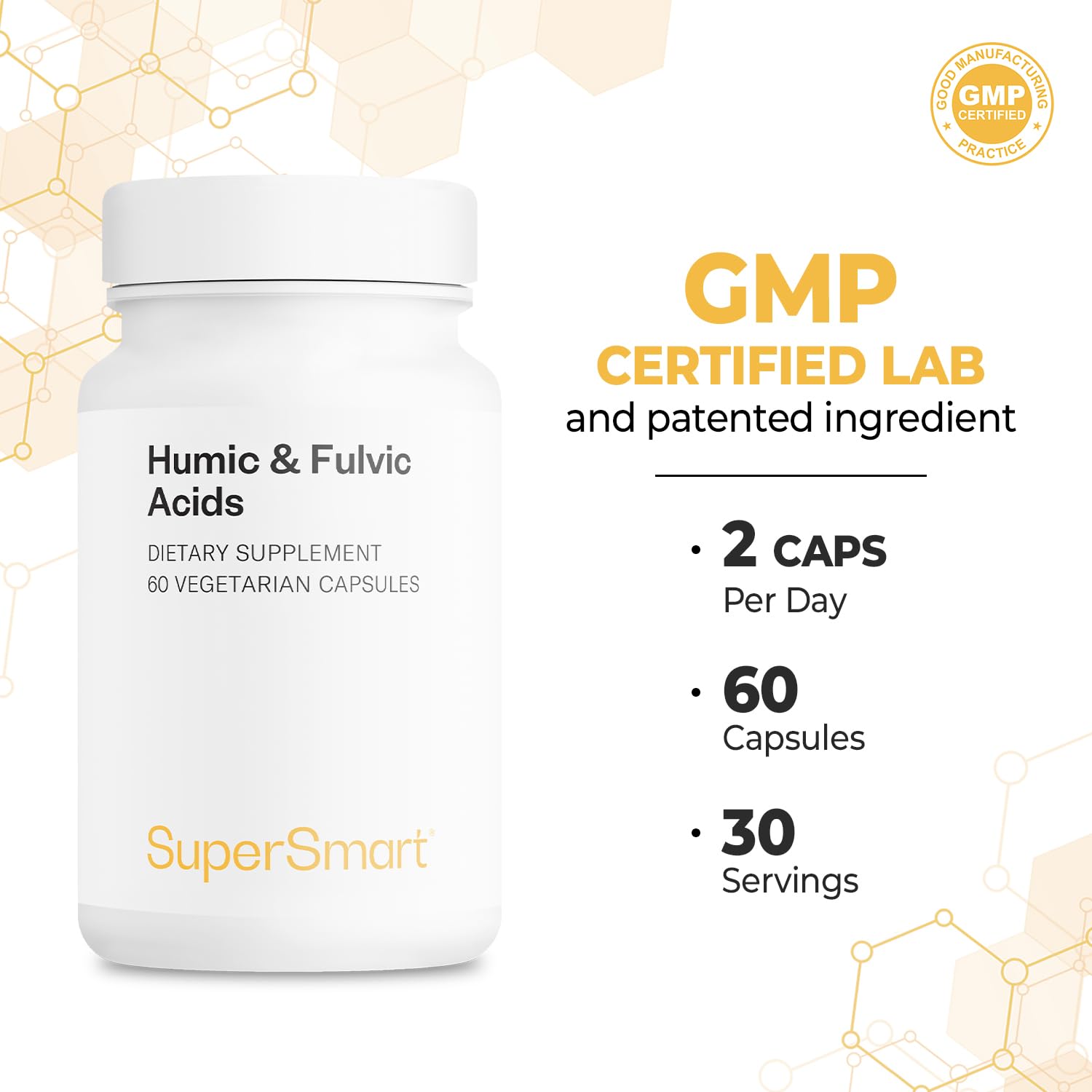 Supersmart - Humic and Fulvic Acid Supplement 300mg per Day (Patented & High Strength) - Fulvic Humic Mineral Blend | Non-GMO & Gluten Free - 60 Vegetarian Capsules Supersmart buy australia supplements