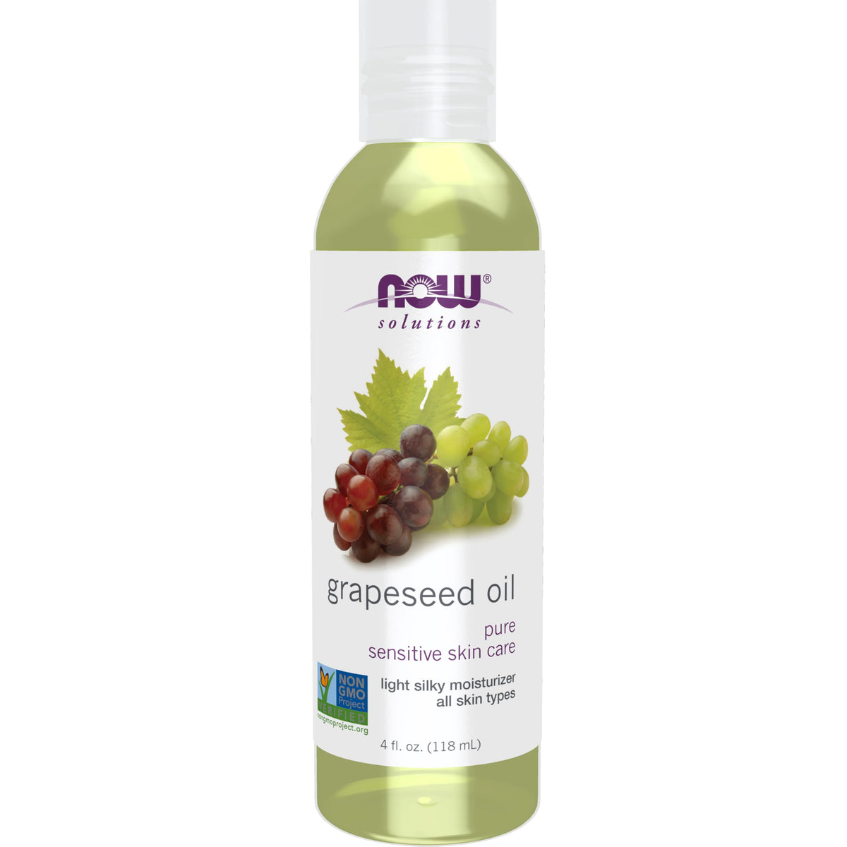 NOW Solutions, Grapeseed Oil, Sensitive Skin & All Skin Types, 4 fl. oz Now