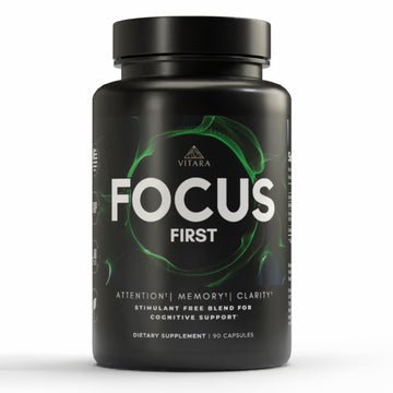 VITARA Focus First– Calm, Clear, Mental Focus Nootropic | Brain Support with Alpha GPC, Lion's Mane, GABA & Ginkgo Biloba VITARA buy australia supplements
