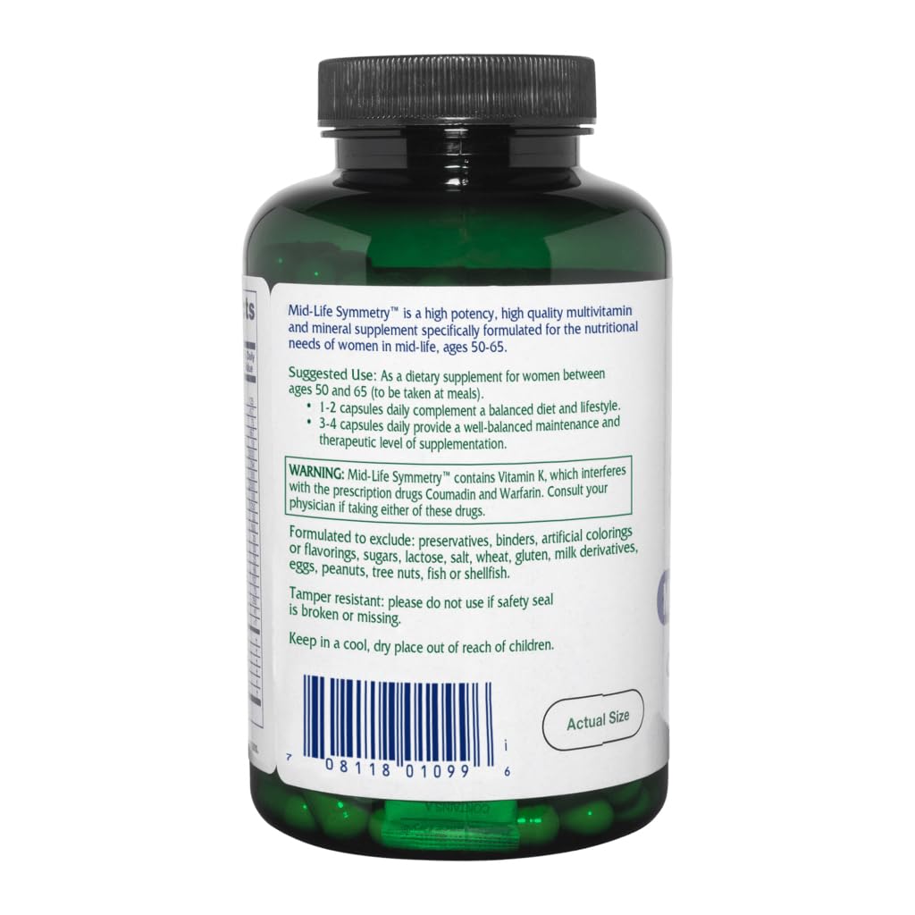 Vitanica - Mid-Life Symmetry, 50-65 High Potency Daily Multivitamin and Mineral, Vegan, 180 Capsules Vitanica buy australia supplements