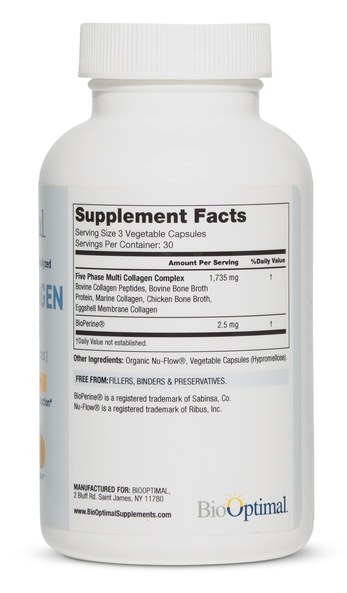 BioOptimal Multi-Collagen Supplement Capsules, Types I, II, III, V, & X Collagen, 90 Capsules BioOptimal