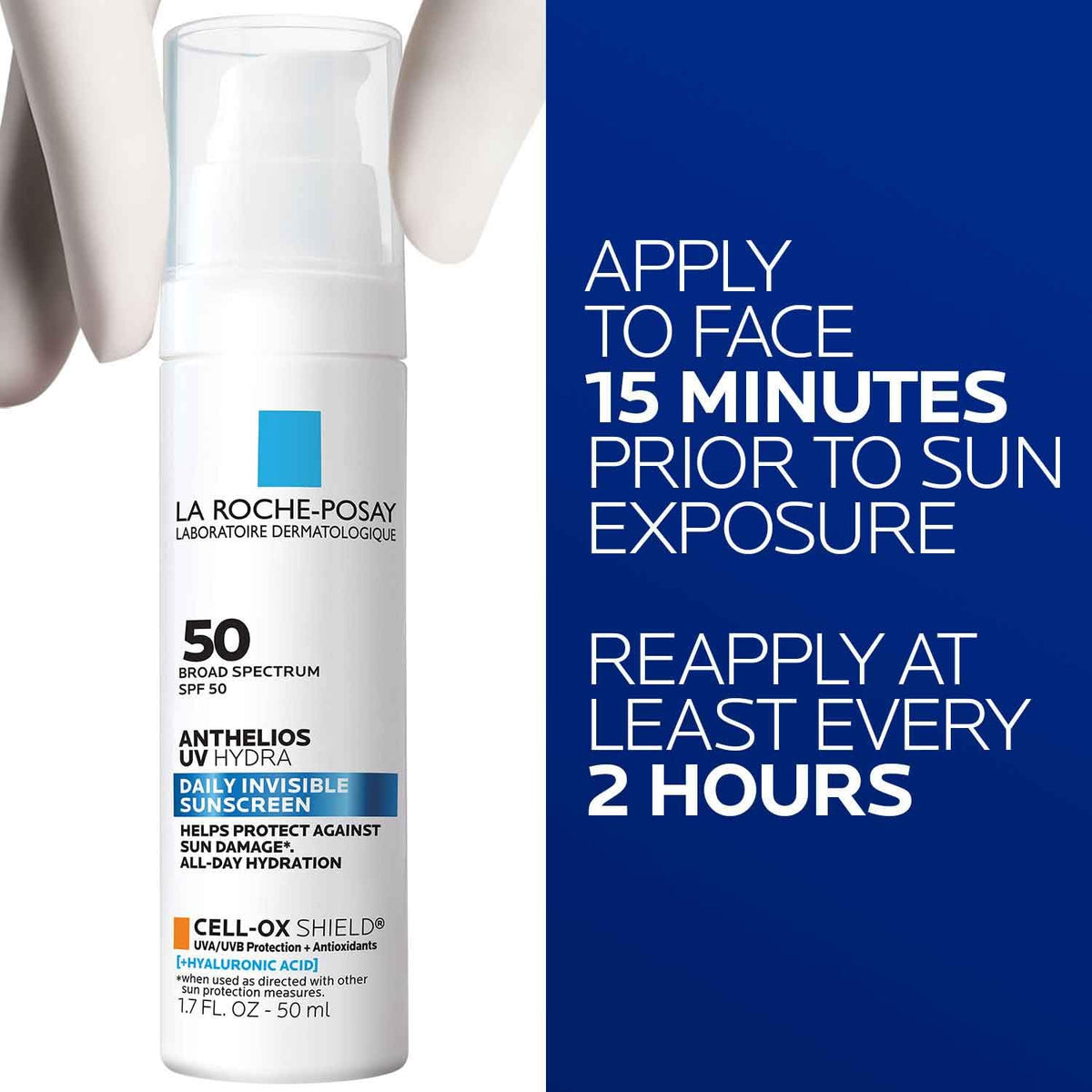 La Roche-Posay Anthelios UV Hydra Sunscreen, Hyaluronic Acid SPF 50 1.7oz La Roche-Posay