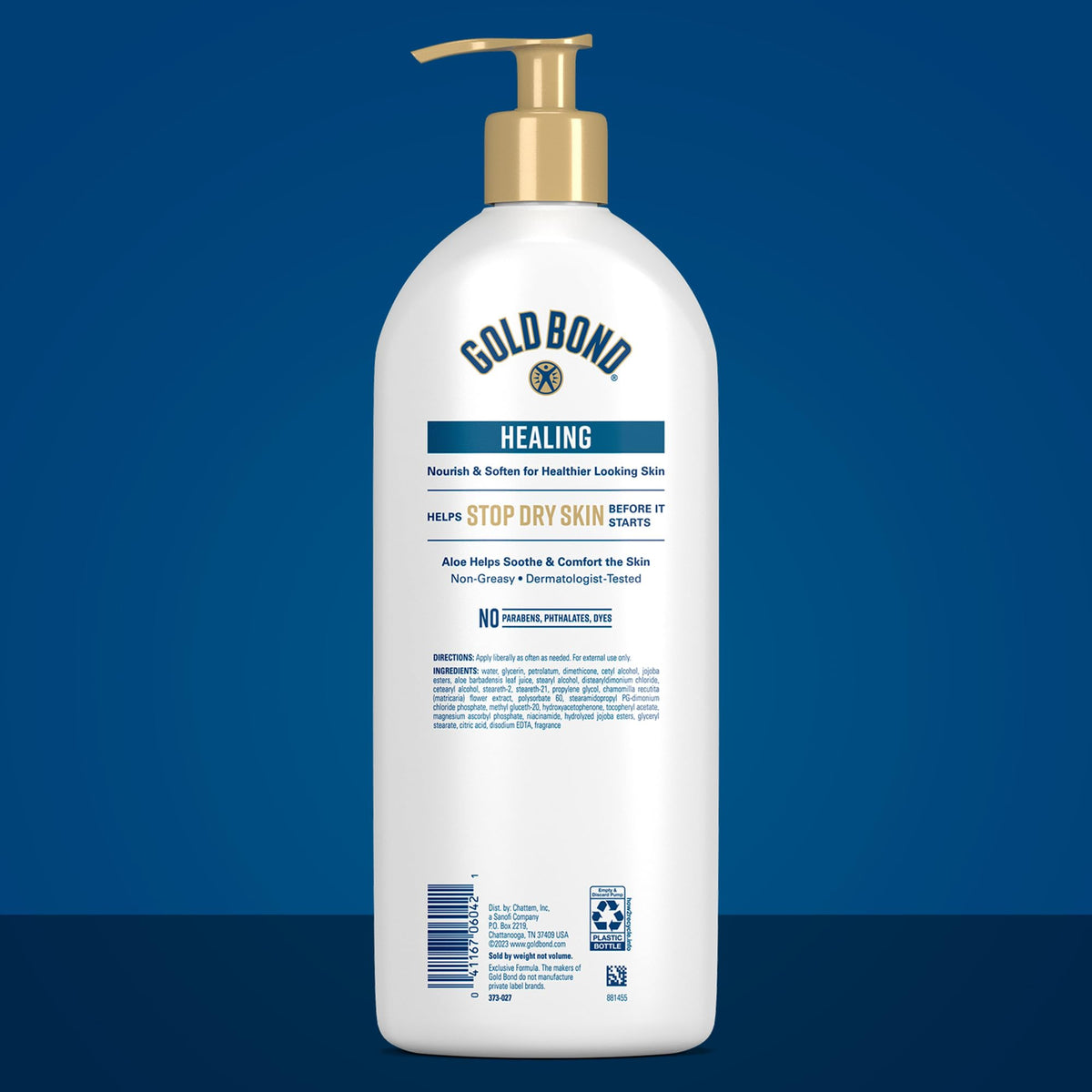 Gold Bond Healing Hydrating Body Lotion with Aloe, Moisturizer for Dry to Extra Dry Skin, 24-HR Hydration to Soothe & Comfort, Non-Greasy, Dermatologist-Tested, Light Scent, 24 Oz Family Size Pump Gold Bond