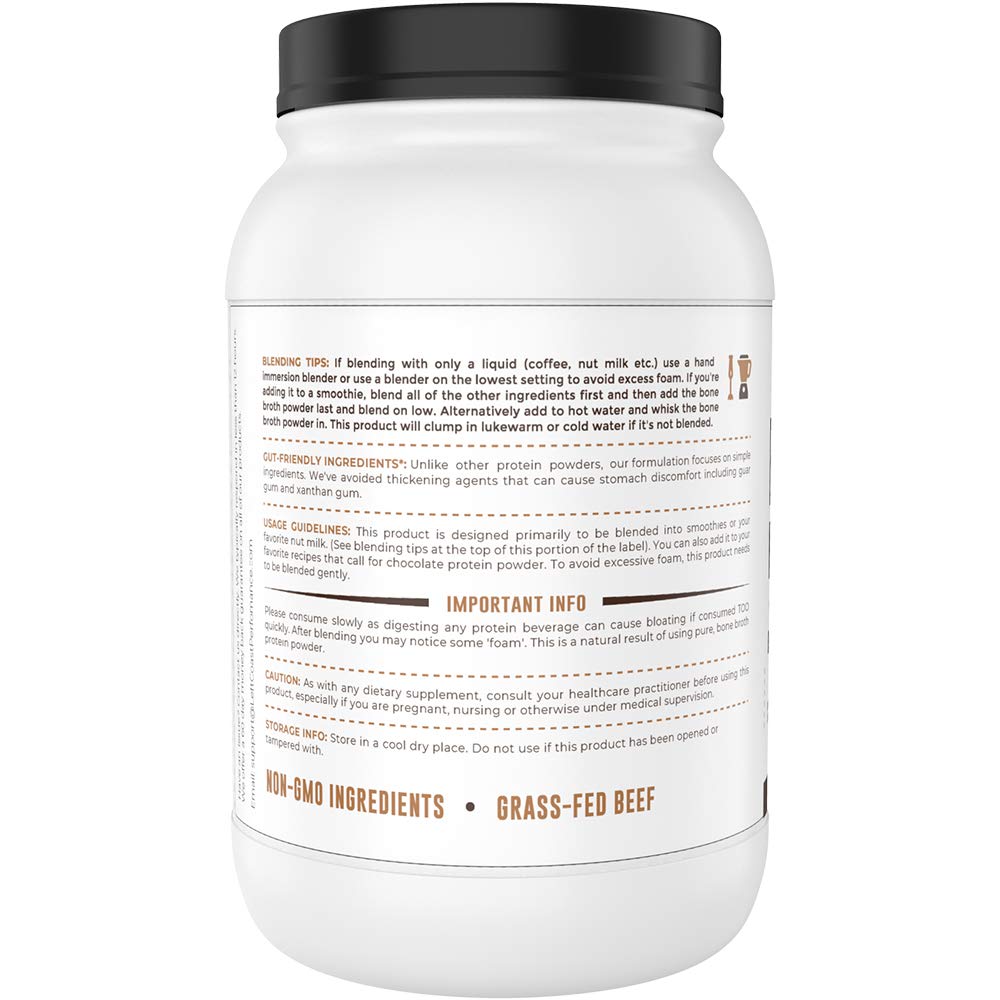 Chocolate Bone Broth Protein Powder - 100% Grass Fed Beef Bone Broth with 16g Protein & 13g Collagen per Serving - Great for Shakes & Hot Chocolate - Keto Friendly Low Carb Left Coast Performance buy australia supplements
