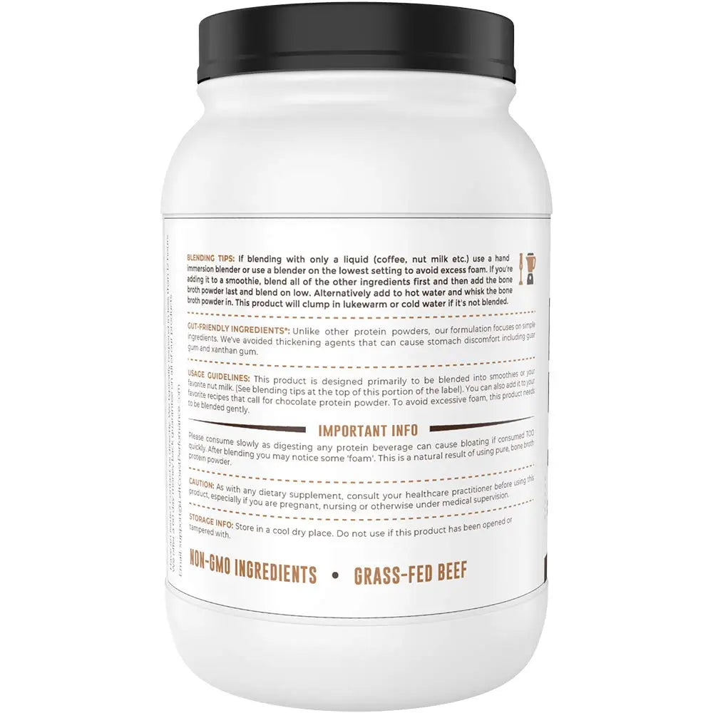 Chocolate Bone Broth Protein Powder - 100% Grass Fed Beef Bone Broth with 16g Protein & 13g Collagen per Serving - Great for Shakes & Hot Chocolate - Keto Friendly Low Carb Left Coast Performance