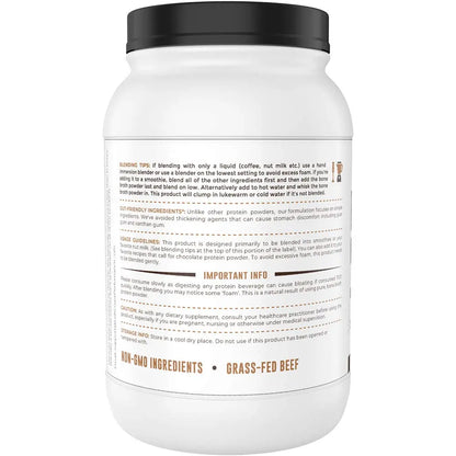Chocolate Bone Broth Protein Powder - 100% Grass Fed Beef Bone Broth with 16g Protein & 13g Collagen per Serving - Great for Shakes & Hot Chocolate - Keto Friendly Low Carb Left Coast Performance