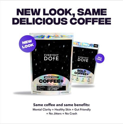 Everyday Dose Premium Adaptogenic Mushroom Coffee with Grass-Fed Collagen, Chaga, Lions Mane & L-Theanine for Better Focus, Energy, Digestion, Skin, and Immunity 30 Servings Everyday Dose