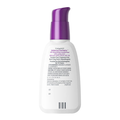 Cetaphil DermaControl Oil Absorbing Moisturizer with SPF 30, For Sensitive, Oily Skin, 4 Fl oz, Absorbs Oil Cetaphil