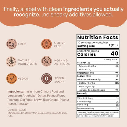 Fiome Fiber Bites - 5g Daily Fiber Supplement - Supports Regularity, Digestion and Gut Health - All Natural Ingredients, 30 Servings, Peanut Butter Flavor Fiome
