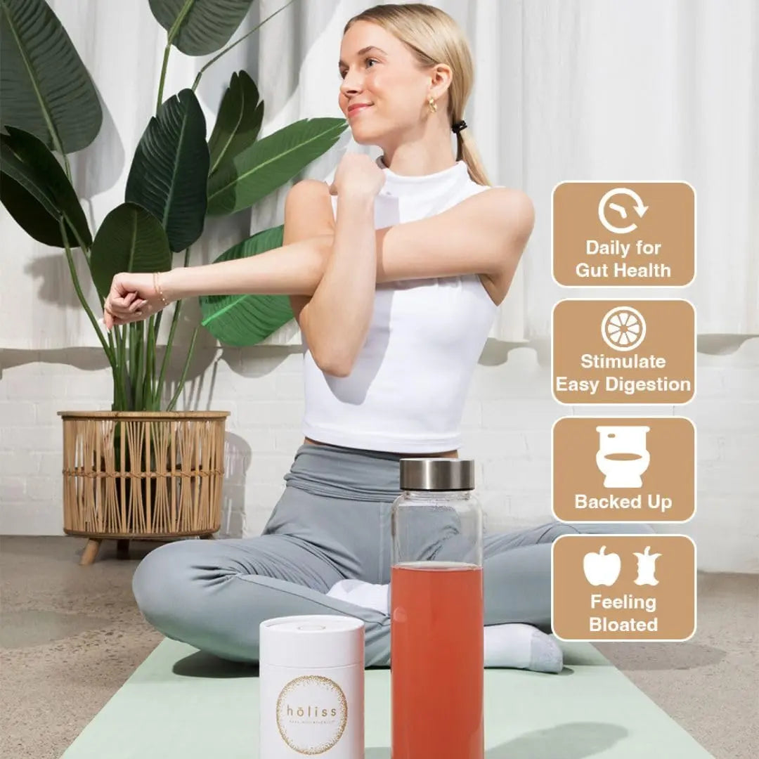 HOLISS Daily Gut Health Kit – 6-in-1 All Natural Supplement, Bloat & Gas Aid, GI Lining Repair, IBS Support – Lemon Balm, L-Glutamine, PepZinGI, Mixed Berry, 30 Servings, Electric Mixer & Spoon HOLISS buy australia supplements