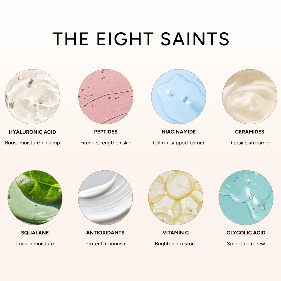 Eight Saints Vitamin C Serum for Face – Brightening & Hydrating Facial Serum for Dark Spots, Fine Lines & Wrinkles, With Hyaluronic Acid, Vitamin E, Jojoba Oil & Aloe, For Women, 1 oz Eight Saints