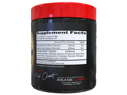 Insane Labz Psychotic and Insane Veinz Pre Workout Nitric Oxide Booster Stack, Increase Vascularity, Strength, Energy, Focus, Fruit Punch