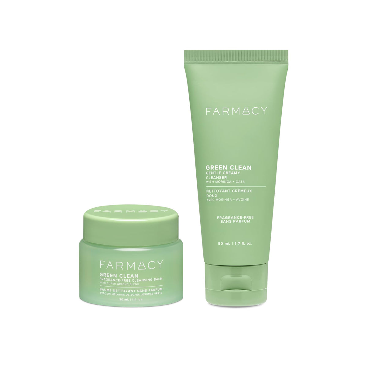 Farmacy Gentle Double Cleanse Skincare Gift Set - Fragrance-Free Gentle Creamy Face Cleanser & Makeup Remover Cleansing Balm - Melts Away Makeup & Helps Promote Healthy Skin (2 Count) Farmacy