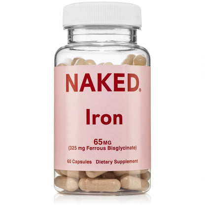 Naked Iron 65mg, 325mg Ferrous Bisglycinate - High Potency Iron Supplement for Iron Deficiency, Cellular Energy Support, Promotes Healthy Red Blood Cell Production NAKED