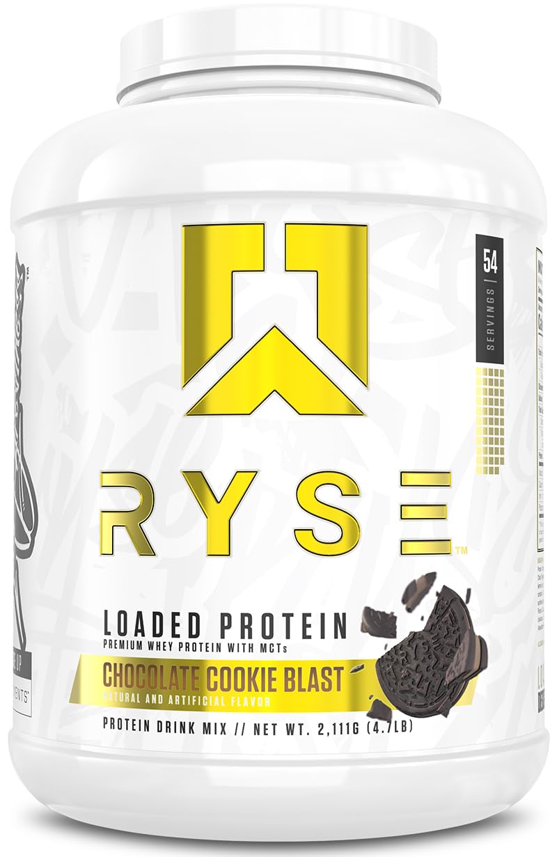 RYSE Loaded Protein Powder - Jet-Puffed Marshmallow - 25g Whey Protein Isolate & Concentrate with Prebiotic Fiber & MCTs - Low Carb, Low Sugar, Digestive-Friendly - 27 Servings / 2 lb Tub