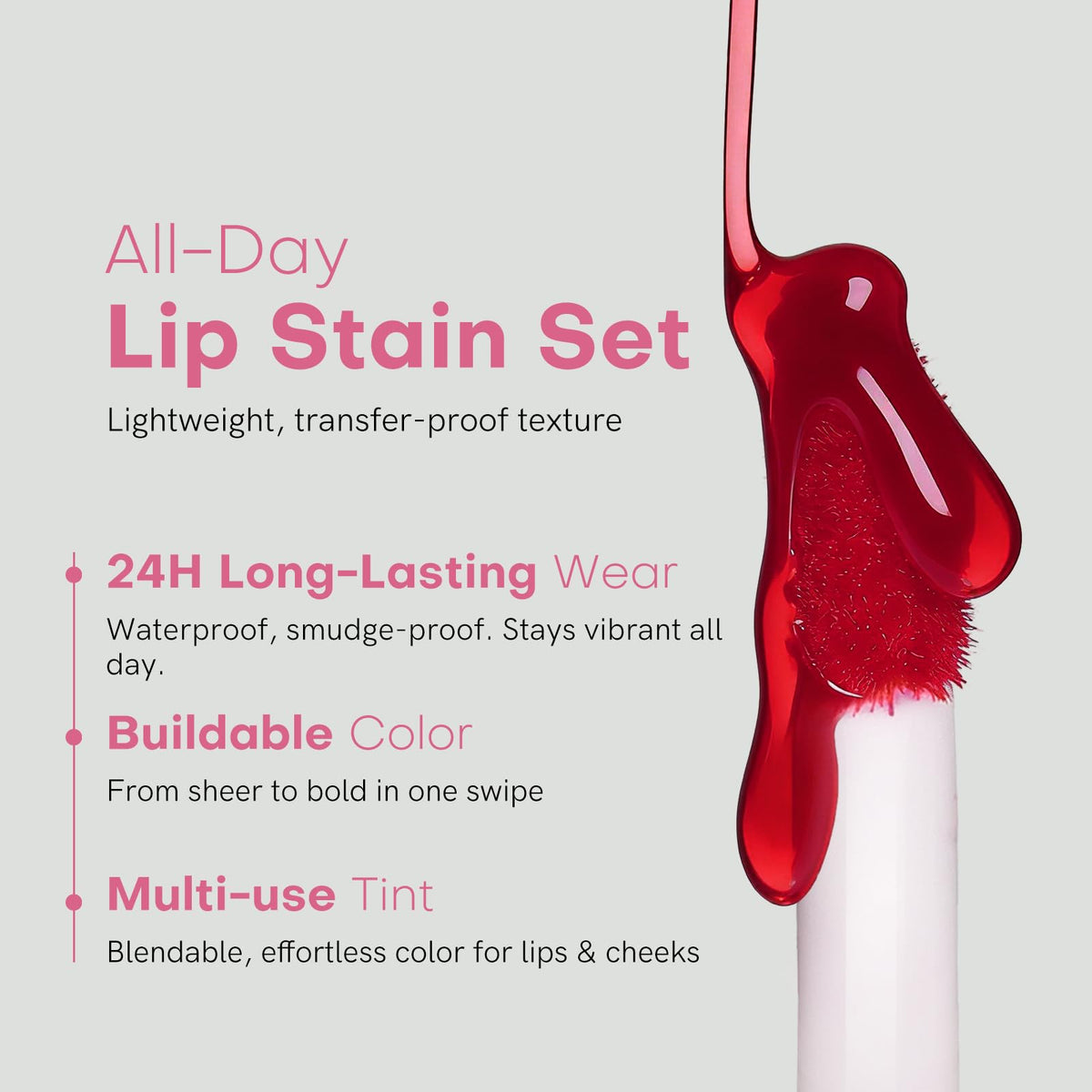 bayfree Lip Tint Stain Set, 2 PCS Lip & Cheek Tint Lightweight Non-sticky bayfree