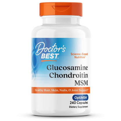 Doctor's BEST Glucosamine Chondroitin MSM - Joint Health Support Supplement for Women & Men, Nutritional Support for Joint Strength, Hair, Skin, & Nails Doctor's BEST