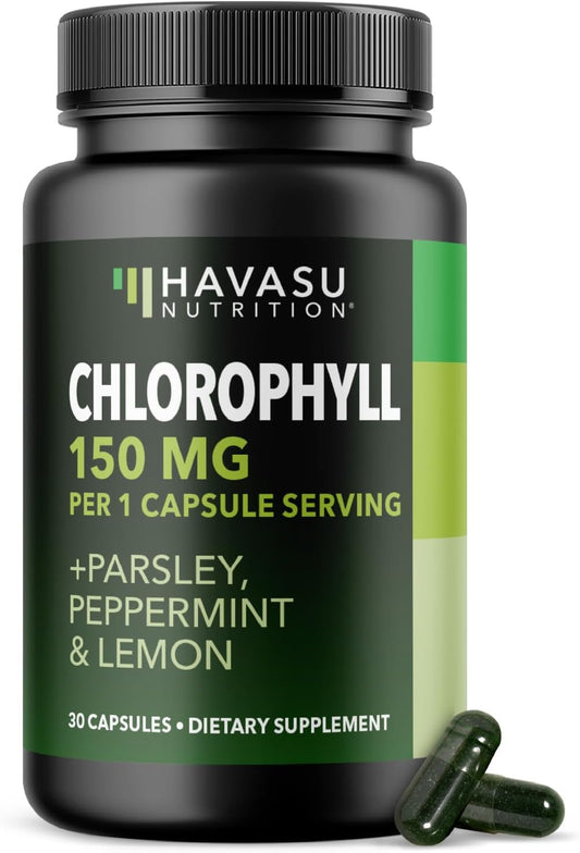 Chlorophyll Pills for Internal Cleanse & Balance, 30 Count, Internal Detox | Skin Health and Body Deodorizing Supplement with Parsley Peppermint & Lemon Extract, Vegan Non-GMO Chlorophyll Capsules Gsupps Australia