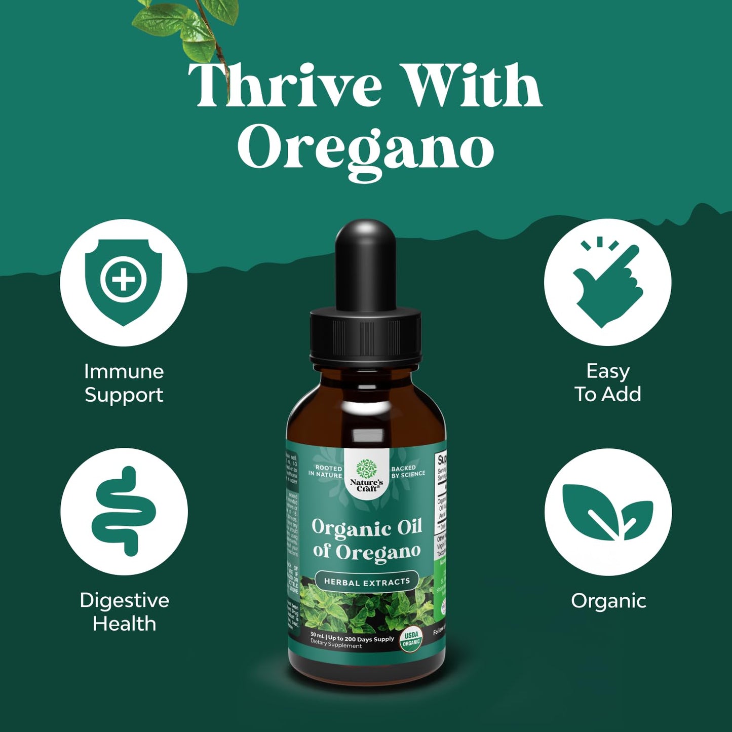 Organic Oregano Oil Drops - Super Concentrated Liquid Oil of Oregano with Carvacrol 60% for Digestion & Immune Support- Liquid Herbal Extract Tincture for Immune Strength & Healthy Intestines -1 Fl Oz Gsupps Australia