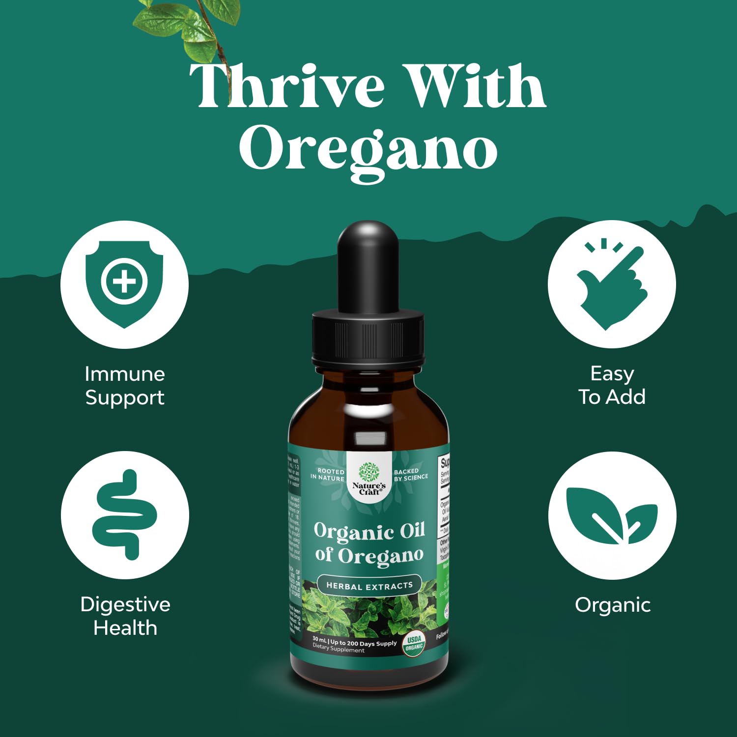 Organic Oregano Oil Drops - Super Concentrated Liquid Oil of Oregano with Carvacrol 60% for Digestion & Immune Support- Liquid Herbal Extract Tincture for Immune Strength & Healthy Intestines -1 Fl Oz Gsupps Australia