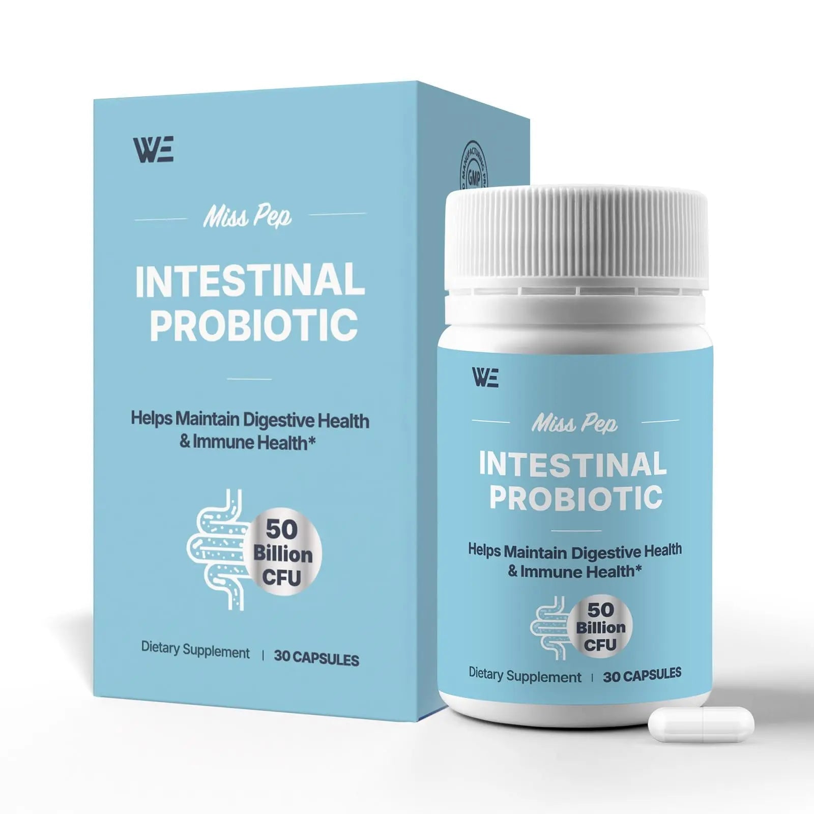 MISS PEP Probiotics 50 Billion CFU - 8 Unique Strains + 3 Prebiotics - Immune, Digestive & Gut Health - Supports Occasional Constipation, Diarrhea, Gas & Bloating - Probiotics for Women & Men - 30ct MISS PEP buy australia supplements