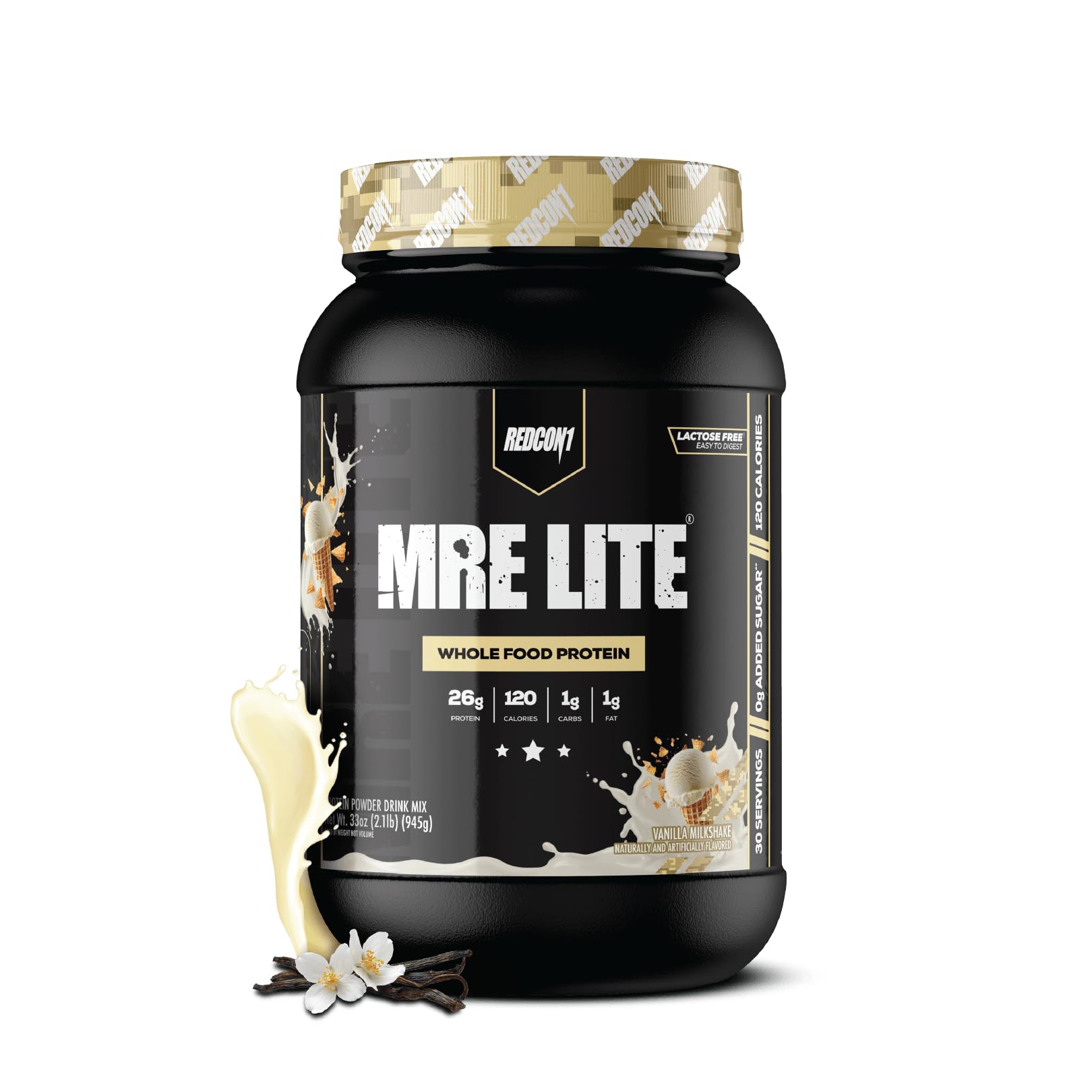 REDCON1 MRE LITE Whole Food Protein Powder, Vanilla Milkshake - Lactose Free & Sugar Free Meal Replacement with Animal Protein Blends - Easy to Digest Formula - Only 1g Carb per Serving (30 Servings) REDCON1 buy australia supplements
