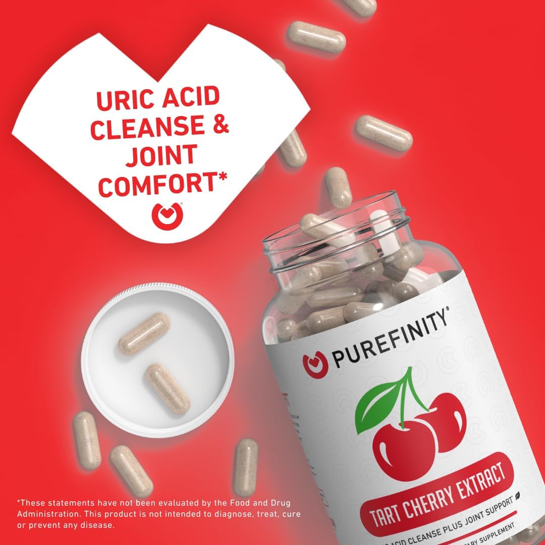 PUREFINITY Uric Acid Flush & Cleanse Capsules + Tart Cherry Extract Capsules