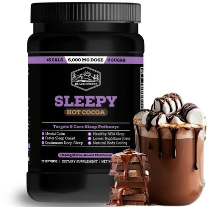 Black Forest Sleepy Hot Cocoa - Magnesium Hot Chocolate Sleepy Cocoa Sleep Powder for Adults with Melatonin & L-Theanine - Natural Sleep Drink Mix for Deep Sleep & Relaxation, Black Forest