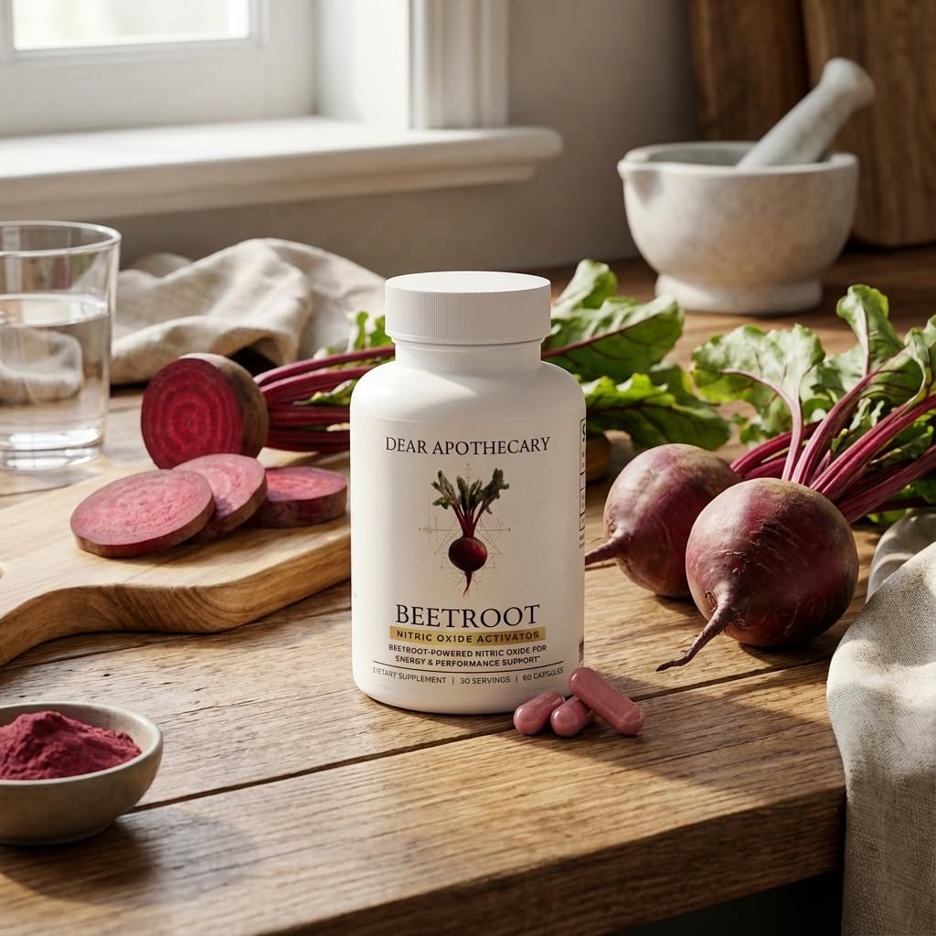Dear Apothecary Organic Beetroot Capsules | 1300mg Beet Root Powder | Nitric Oxide Precursor | 60 Vegetarian Capsules | Non-GMO, Gluten Free, Vegan Dear Apothecary buy australia supplements
