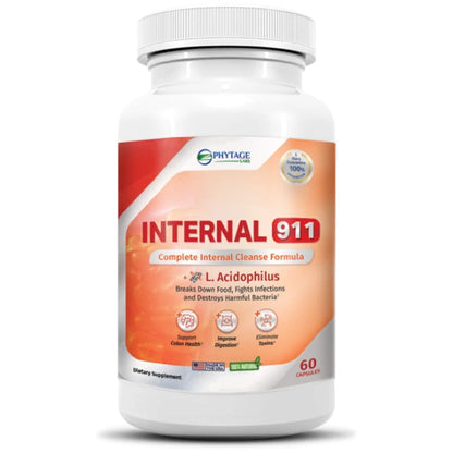 Phytage Labs Internal 911 Colon Cleanse Detox Supplement - Natural Laxative Cleanser Removes Toxins for Better Digestion and Radiant Skin - 60 Capsules Phytage Labs