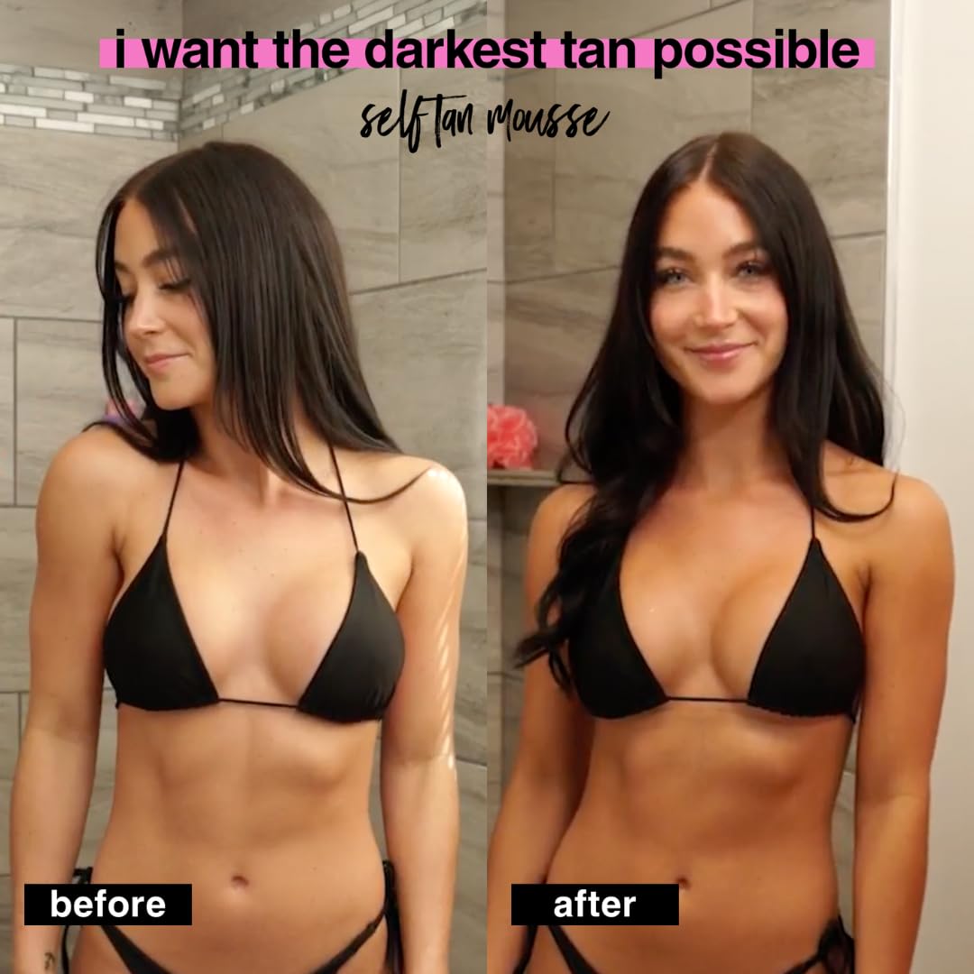 b.tan Ultra Dark Self Tanner Mousse | I Want The Darkest Tan Possible - Fast, 1 Hour Express Sunless Tanning Foam, Golden Bronzing Glow, Face & Body, No Fake Tan Smell, Vegan, Cruelty Free, 6.7 Fl Oz B.TAN