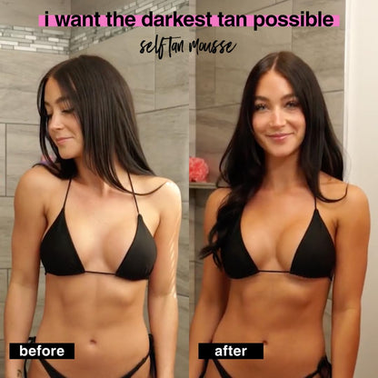 b.tan Ultra Dark Self Tanner Mousse | I Want The Darkest Tan Possible - Fast, 1 Hour Express Sunless Tanning Foam, Golden Bronzing Glow, Face & Body, No Fake Tan Smell, Vegan, Cruelty Free, 6.7 Fl Oz B.TAN