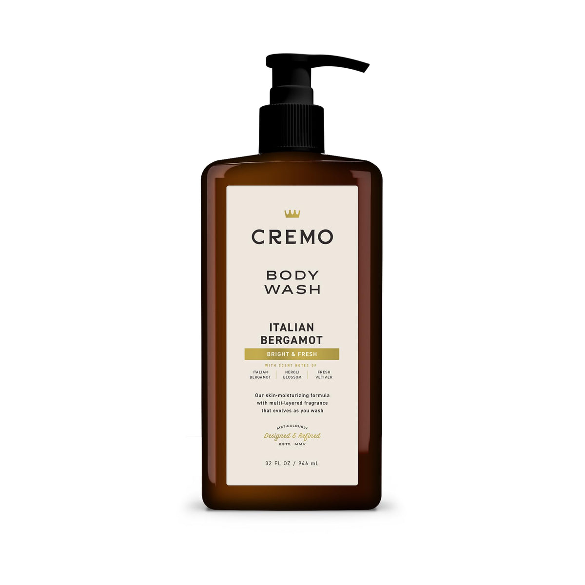 Cremo Body Wash for Men, Italian Bergamot, 32 Fl Oz Cremo