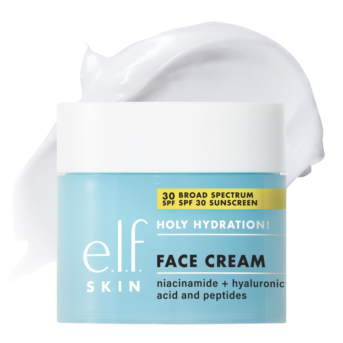 e.l.f. SKIN Holy Hydration! Face Cream Broad Spectrum SPF 30 Sunscreen Moisturizer, Made with Hyaluronic Acid, Niacinamide & Peptides, Lightweight Daily Protection, 1.7 oz e.l.f.