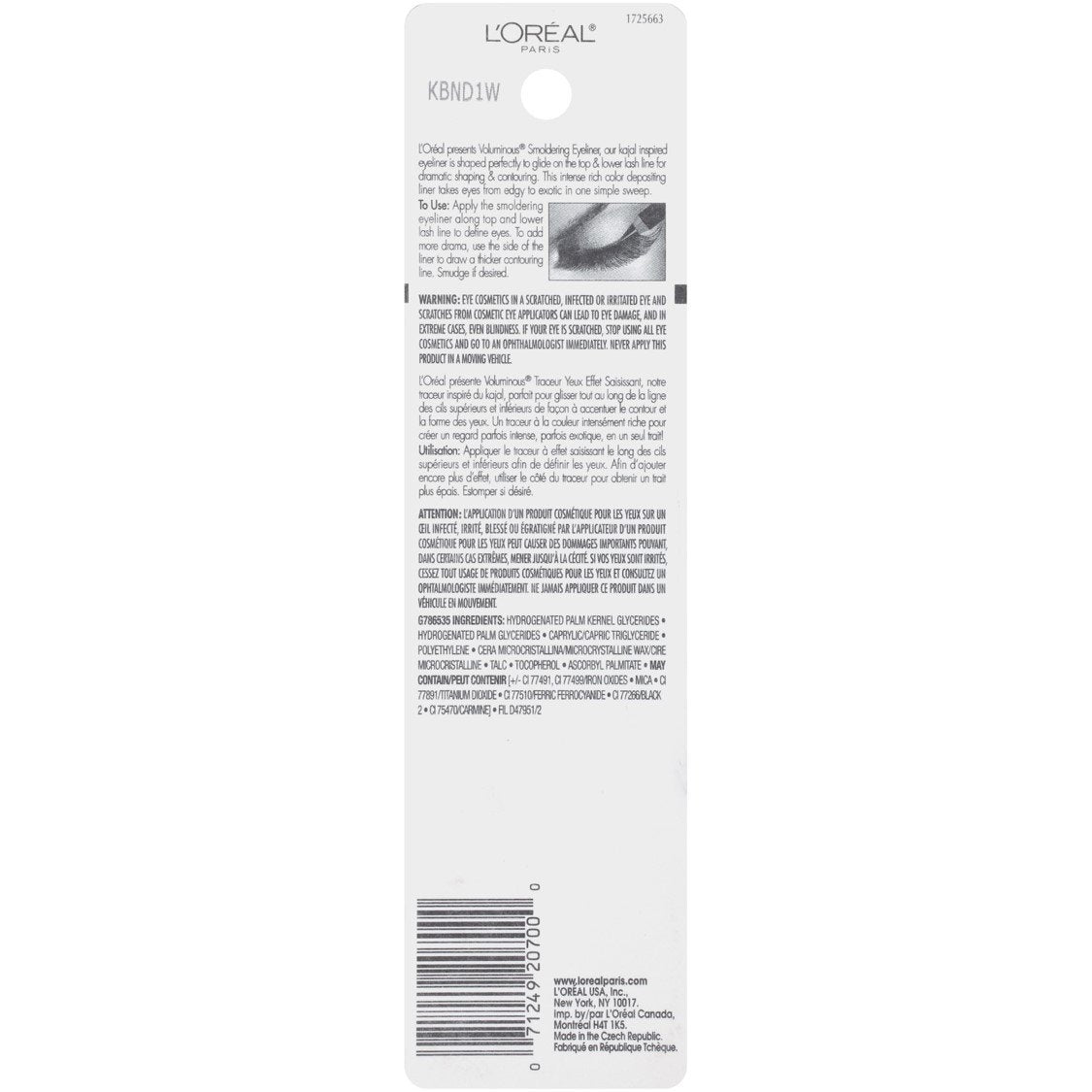 L'Oreal Paris Voluminous Smoldering Eyeliner, Black, 0.056 Oz, 1 Count L'Oreal Paris
