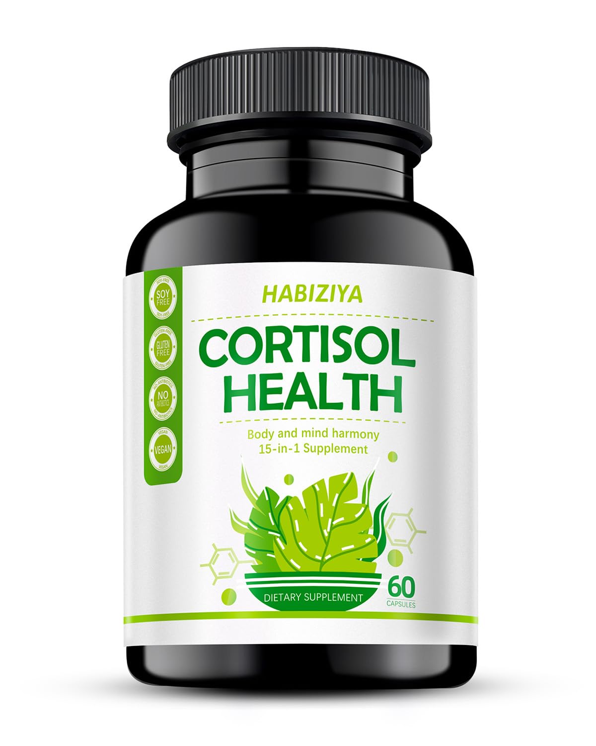 HABIZIYA Cortisol Manager Supplement for Women and Men Adrenal Support with Ashwagandha, Rhodiola Rosea, Holy Basil, Mood & Sleep Support - Non-GMO, Vegan Capsules (60 Count) HABIZIYA buy australia supplements
